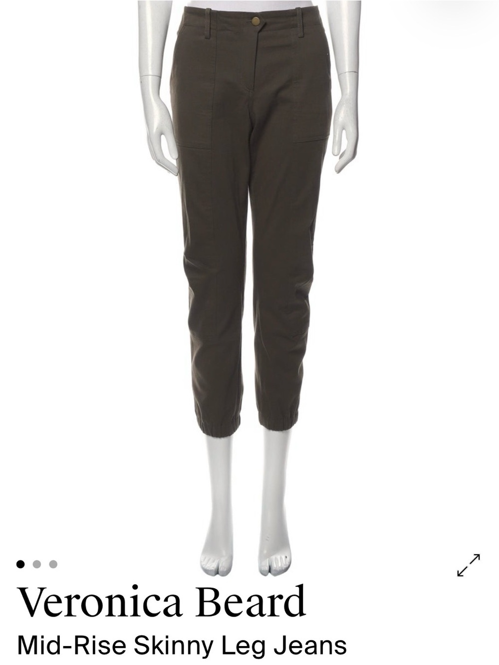 Veronica Beard Cropped Skinny Leg Ankle Pants in Olive size 8